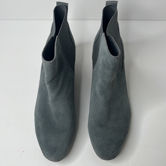 Lands' End Light Blue Suede Chelsea Wedge Ankle Bootie Sz 11B WEAR - Picture 2 of 9